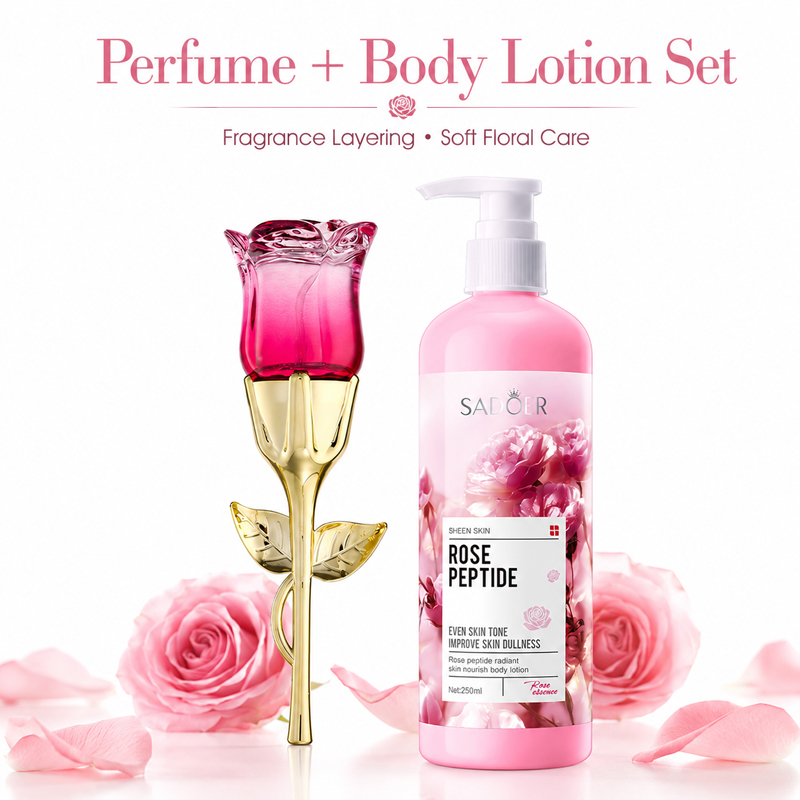 Rose Perfume & Body Lotion Set - Perfume Fragrance Moisturizer ulasan dan harga