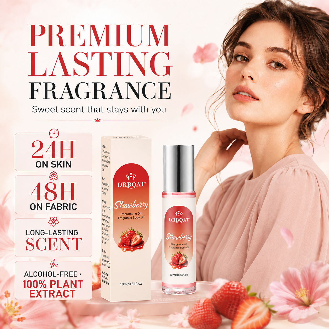Strawberry Roll-On Perfume Oil - Perfume Alcohol Fragrance ulasan dan harga
