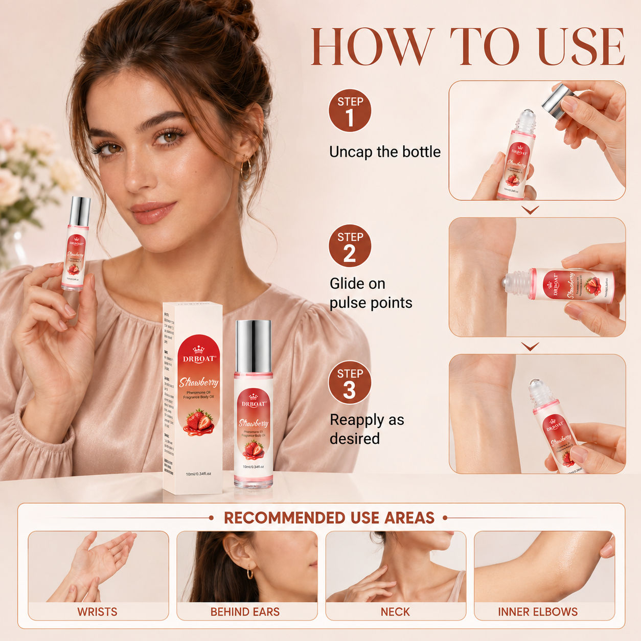 Strawberry Roll-On Perfume Oil - Perfume Alcohol Fragrance ulasan dan harga